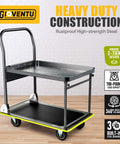 Heavy Duty Push Cart Dolly With 700 Pound Capacity Foldable Steel Two Tier Platform Hand Truck with wheels