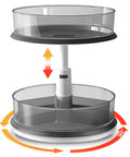 Two Tier Lazy Susan Turntable Organizer For Medicine Cabinet And Pantry Bottles, 11 Inch Grey, adjustable height, with 360-degree rotating base
