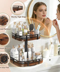 Two Tier Rotating Lazy Susan Turntable Organizer For Kitchen And Pantry, Adjustable Height from 13.5 to 20 Inches, used on vanity