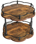 Two Tier Wood Lazy Susan Spice Rack Organizer with 360 Degree Rotating Turntable for Cabinets and Countertops, 10 Inch Diameter