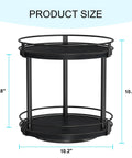 Two Tier Wooden Lazy Susan Spice Rack With 360 Degree Rotation For Cabinet Or Countertop, Black Finish, Dimensions 10.2 x 10.2 x 10.4 inches