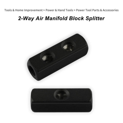 Two Way Straight Air Manifold Splitter With Dual One Quarter Inch Quick Connect Couplers And One Quarter Inch NPT Male Plug