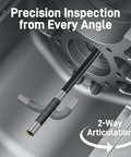 Two-Way Articulating Borescope with Light inspecting engine block, showing flexible probe and 2-way articulation for precision inspection.