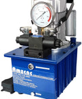 AMZCNC Two Way Electric Hydraulic Pump 10,000 PSI, 110-120V Power Pack with pressure gauge and control unit, front view