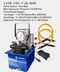 AMZCNC Two Way Electric Hydraulic Pump 10,000 PSI, 110-120V Power Pack, shown with hoses and foot control
