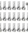 20 Pack 2 Wheels Trolley Assembly Rollers for 1-5/8" Strut Channel, shown in neat rows, steel material and bearings visible