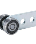 Two Wheel Strut Channel Trolley Rollers for 1-5/8 inch channel, galvanized steel, side view, heavy-duty rubber-sealed bearing