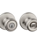 Tylo Entry Door Knob With Lock And Key For Exterior And Interior Doors Secure Keyed Handle Satin Nickel Finish