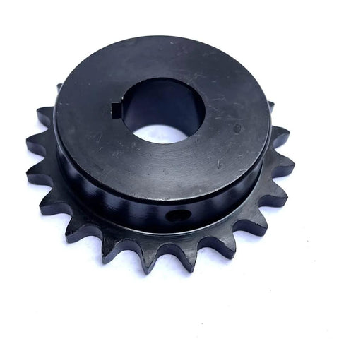 Rugged Type B Roller Chain Sprocket With 21 Teeth And 1 Inch Bore For One Half Inch Pitch Chains Rust Resistant Hardened Teeth HRC 38 42 Made From AISI 1045 Steel Quarter Inch Keyway Plus Two Setscrews Heavy Duty By RHKING