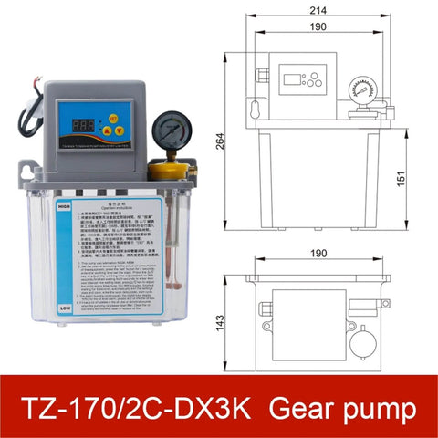 Beefy Gear Oil Pump For Automatic Mechanical Lubrication Systems High Power Workhorse From The TZ-170 Series with dimensions
