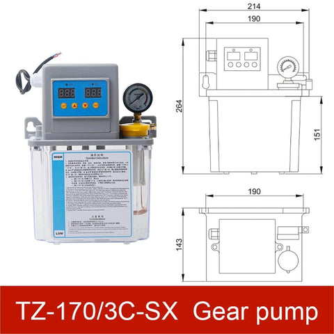Beefed Up High Power Gear Oil Pump For Automatic Mechanical Lubrication Systems 1 Pack TZ170 Series with dimensions and diagram