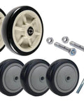 U-Boat Stock Cart - Platform Truck Replacement Wheel and Axle Kit with four small and two large polyurethane wheels and axles.