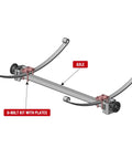 Diagram of heavy-duty 1/2 inch U bolts, 6 5/16 inch long, designed for 2x3 boat trailer axles and leaf springs; zinc-coated installation.