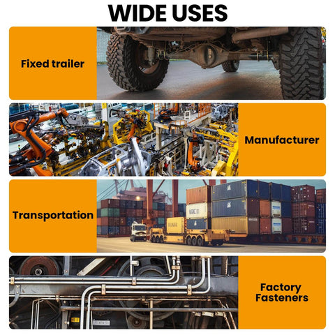 Wide uses of durable stainless steel U bolts kit shown in fixed trailer, manufacturing, transportation, and factory fasteners