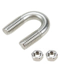 U-Bolt Fastener Kit 10Pcs M6x8 304 Stainless Steel for 8mm Pipe Diameter shown with hex nuts on white background.