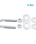 Four M6 zinc plated steel U bolts with nuts, plates, and washers; rust resistant, burr-free finish for secure, durable clamping