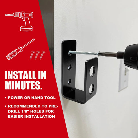 Installation of Heavy Duty 2x4 Door Barricade Brackets Set For Indoor Outdoor Use 700 Lbs Of Force Easy Install In Minutes Rust Proof Iron U Brackets