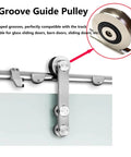 U Groove Guide Pulley for sliding doors with stainless steel track and roller, ideal for glass or barn doors installation.
