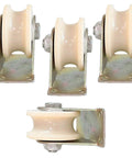 Set of 4 heavy duty U-groove nylon pulley wheels with steel brackets for sliding doors and industrial use, 3in/79mm size