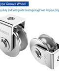 2 Pack 2 Inch Pulley Block U Grooved Wheel Pulley, 304 Stainless Steel Pulley Roller, Heavy Duty Caster Wheels for 880lb Loading