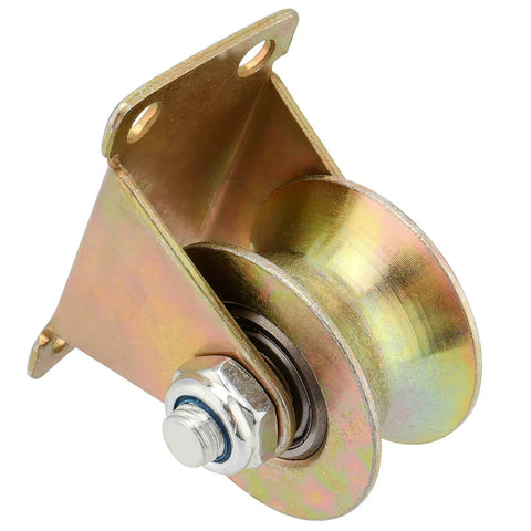 10 Pack 2 Inch U Groove Wheel Pulley, Steel U-Type Groove Wheel, Rigid Caster with Bracket Sliding Gate Rollers for Inverted Track