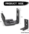 Dimensions of Bottom Floor Guide For Sliding Barn Doors Adjustable U Shaped Wall Mounted Bottom Guide in black.