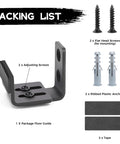 Packing list with bottom floor guide for sliding barn doors adjustable U shaped wall mounted bottom guide in black with screws and anchors.