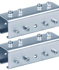 Two U shaped splice fitting for 1-5/8 inch strut channels, built from 11 gauge electrogalvanized steel, with bolts and holes visible.