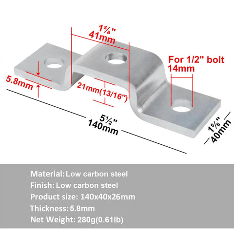 Six Pack U Strut Channel Brackets Three Hole U Shaped Fitting made of Carbon Steel Q235B, hot-dip galvanized for easy channel mounting.