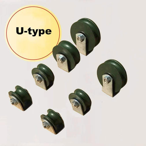 Pulley,Pulley Wheel, 2pc Cast Iron Directional Sheave,Track Wheel,Double Bearing for Round Tube shown with multiple sizes