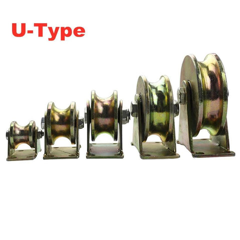 Pulley,Pulley Wheel, 4PC,Heavy Duty Rigid Wheels,Sheave Round Tube Directional Track Wheel,Double Bearing for industrial use