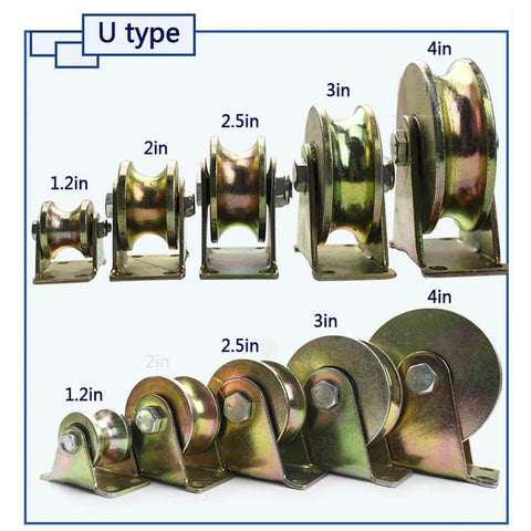 Pulley,Pulley Wheel, 4PC,Heavy Duty Rigid Wheels,Sheave Round Tube Directional Track Wheel,Double Bearing,for Industrial Machines