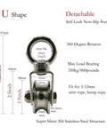 U Type Swivel Pulley 304 Stainless Steel Duplex Bearing Super-Silent Detachable 360 Degree Rotation Heavy Duty Traction Wheel