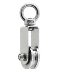 U Type Swivel Pulley 304 Stainless Steel Duplex Bearing Detachable 360 Degree Rotation Heavy Duty Traction Wheel, close-up view