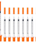30 Pack U100 Syringes 1Ml 30G 5 Sixteenth Inch Needles Disposable Individually Wrapped For Precise Liquid Measurement, orange caps