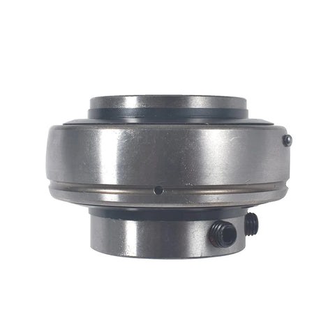 Side view of set screw lock spherical insert with two bearings for 1.25 inch bore height 1.5 inches inside diameter; durable part.