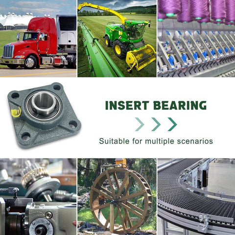 4 PCS of UCF205-16 Pillow Block Bearings, 1 inch Bore, Square Flange Mounted Pillow Block Bearing, 4-Bolt Flange Bearing, Self Alignment