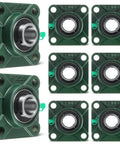 8 Pcs UCF205-16 Pillow Block Bearing with 1" Bore Flange Mounted Pillow Block Ball Bearing Self Alignment Cast Iron Housing Steel Unit for Industry, Green