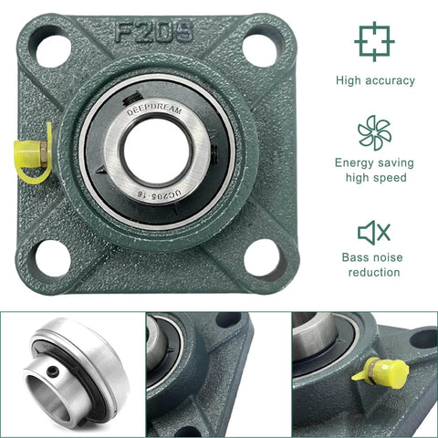 4 PCS of UCF205-16 Pillow Block Bearings, 1 inch Bore, Square Flange Mounted Pillow Block Bearing, 4-Bolt Flange Bearing, Self Alignment