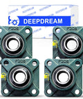 4 PCS of UCF205-16 Pillow Block Bearings, 1 inch Bore, Square Flange Mounted Pillow Block Bearing, 4-Bolt Flange Bearing, Self Alignment