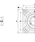 UCF205J FYH Square Flanged Bearing 25mm inner Diameter Mounted Bearing - VXB Ball Bearings