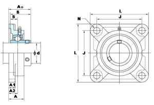 UCF205J FYH Square Flanged Bearing 25mm inner Diameter Mounted Bearing - VXB Ball Bearings