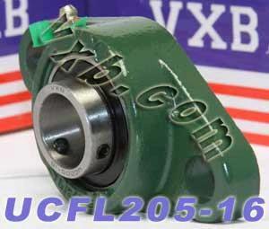 1" Bore Mounted Bearing UCFL-205-16 + 2-Bolt Flanged Cast Housing - Ball Bearing with a Flange