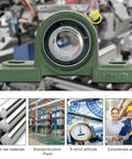 Front view of 4 PCS UCP202-10 5/8 inch Pillow Block Bearing, chrome steel material, mounted design with set screw