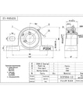 Technical diagram of UCP204-12 pillow block bearing pack of 10 with 3/4 inch bore, showing dimensions and components.
