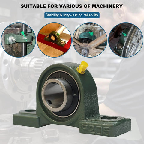 4 Pack UCP205-16 Pillow Block Mounted Ball Bearing - 1" Bore - Solid Cast Iron Base - Self Aligning in industrial use