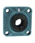 Front view of UEFX05-16 Medium Accu-Loc 4-Bolt Flange Bearing Housing, 1 piece pillow block style, for linear slide units.