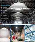 Eight Pack 200W LED High Bay Light UFO Style With 30000 Lumen 6000K Daylight 2000W Equivalent lighting in warehouse