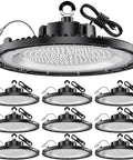 Industrial Grade 200W UFO LED High Bay Light Delivers 30000 Lumens IP65 5000K Daylight Boss Level Brightness For Warehouse Garage Factory Workshop Barn Gym Includes US Plug Cable And Safe Rope 10 Pack