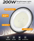 UFO LED High Bay Lights 200W 30,000LM Ultra Bright Energy Saving Industrial Shop Lights For Warehouse Factory Garage IP65 Waterproof 5000K Daylight High Ceiling Durability With Aluminum Housing 10 Pack ONLYLUX